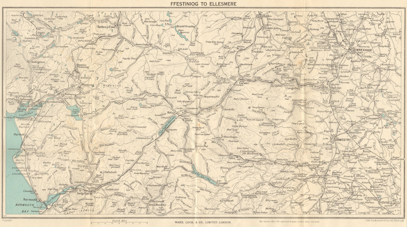 CARDIGAN BAY vintage tourist map. Aberystwyth Aberaeron Wales WARD LOCK 1925